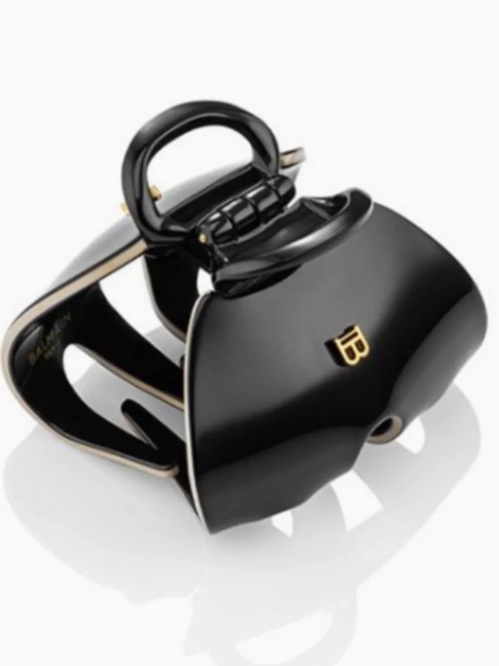 Balmain Black & Gold Logo Hair Claw Clip